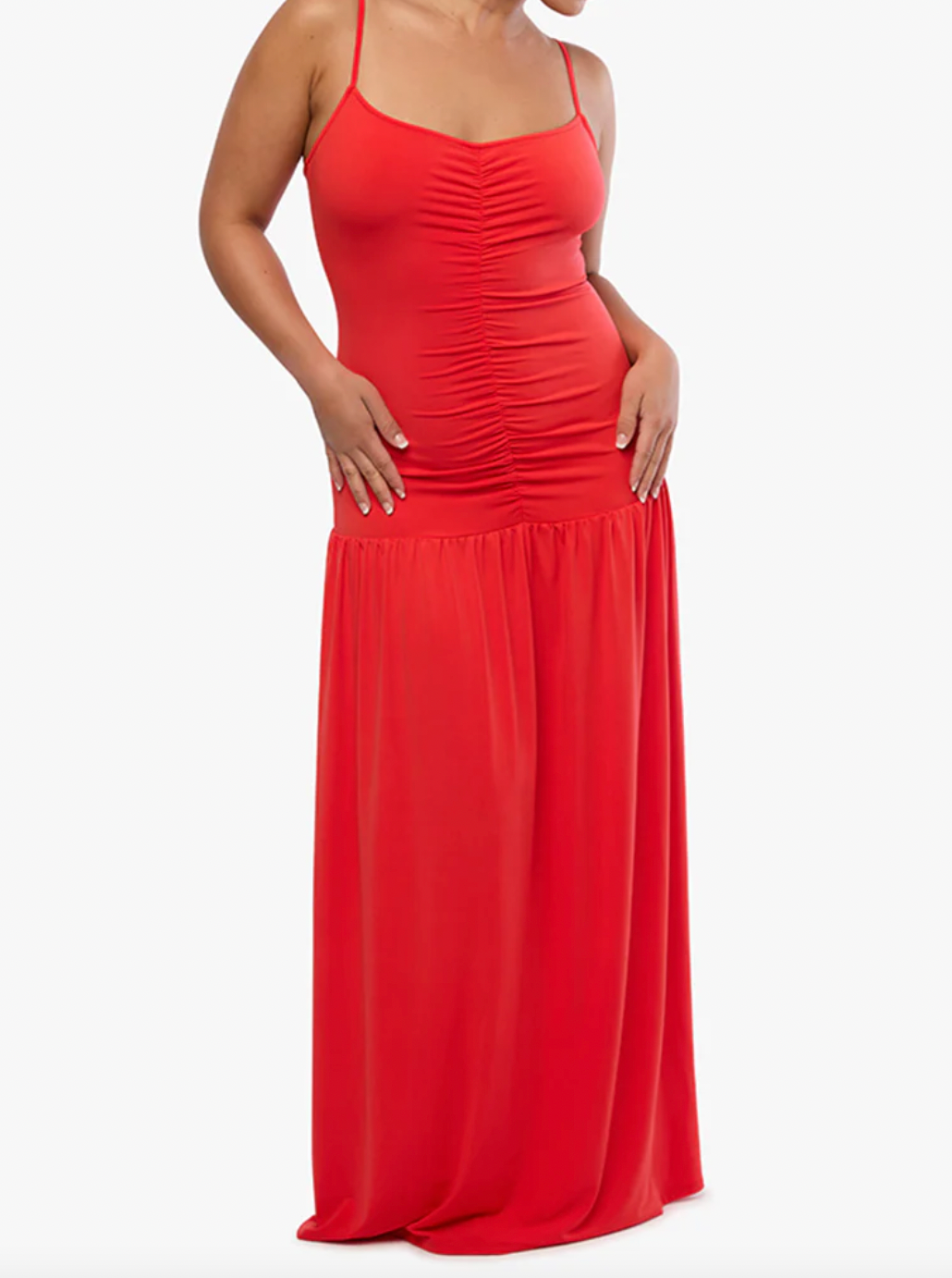 Ruched Front Scoop Maxi Dress