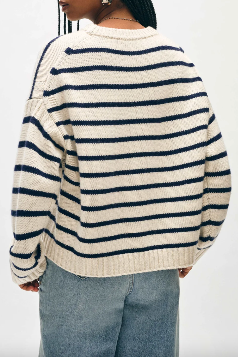 Merino Cashmere Striped Crewneck