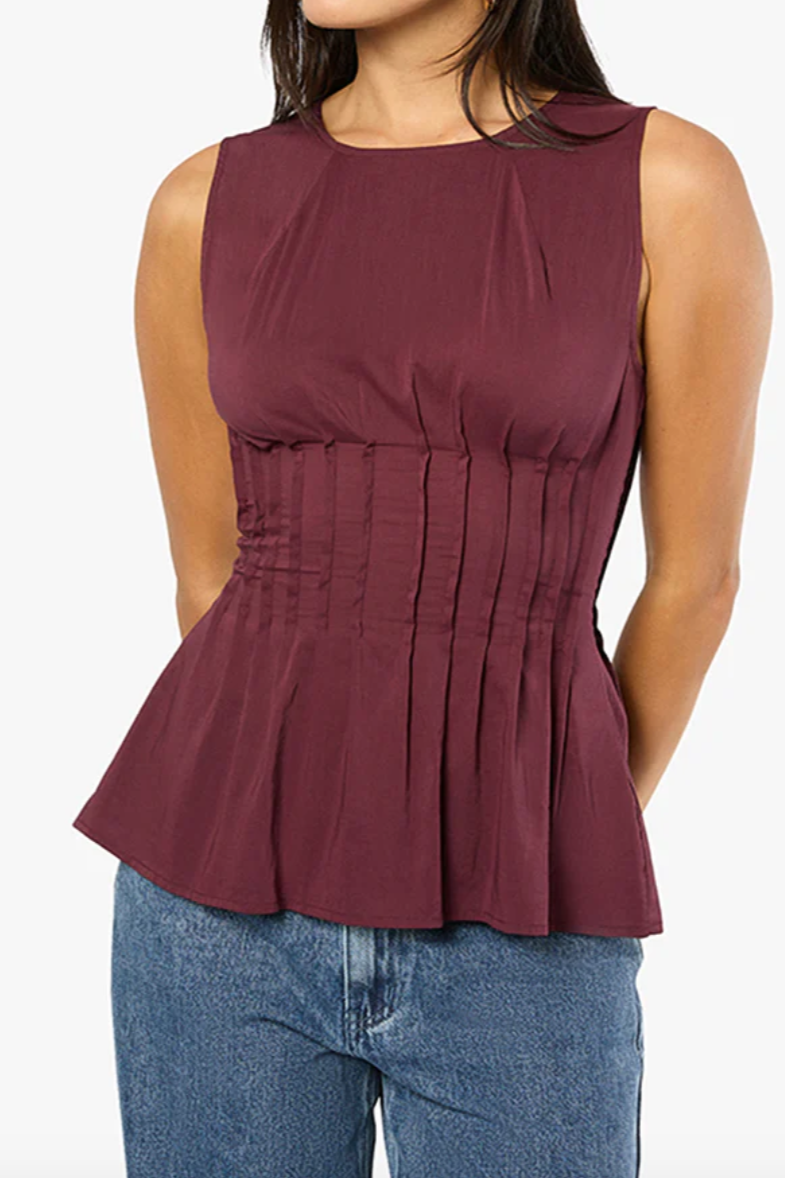 Pleated Peplum Top